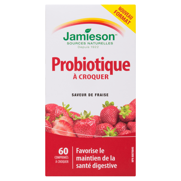 Jamieson Probiotic Chewable Saveur Fraise 60 Comprimés à Croquer