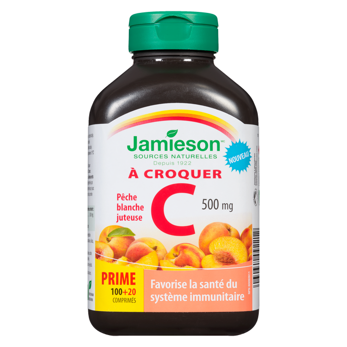 Jamieson Chewable Juicy White Peach C 500 mg 100+20 Tablets