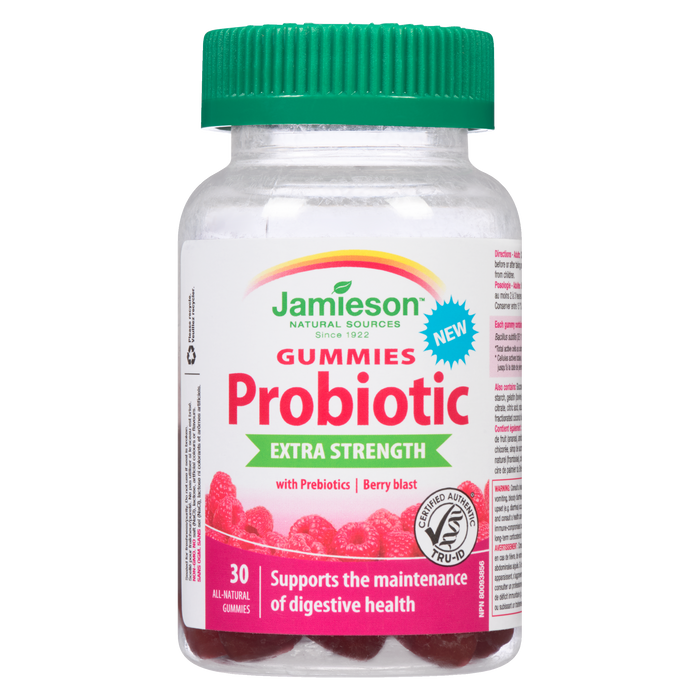 Jamieson Gummies Probiotic Extra Strength Berry Blast 30 Gummies entièrement naturels