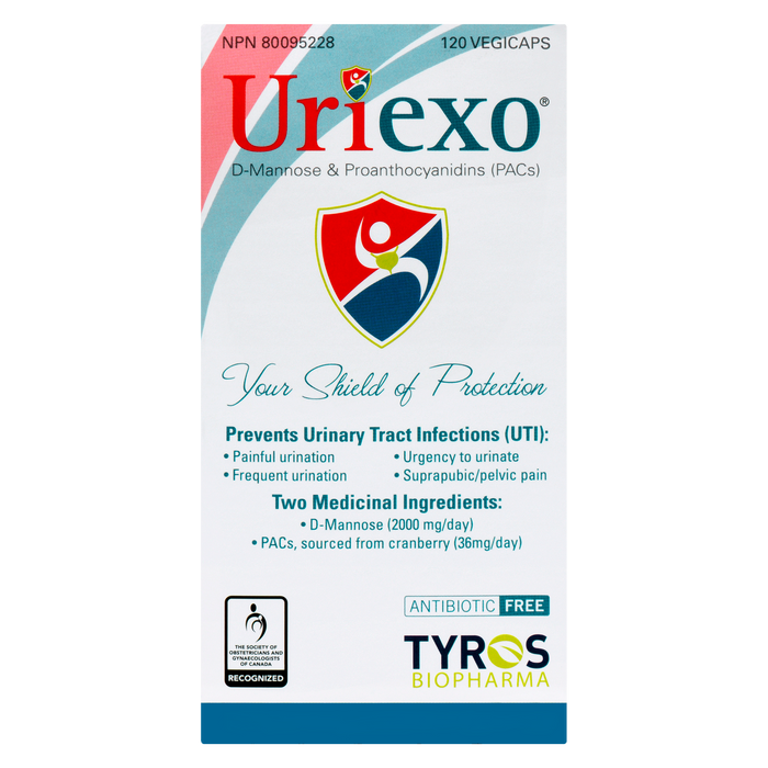 Uriexo D-Mannose & Proanthocyanidins PACs 120 Vegicaps