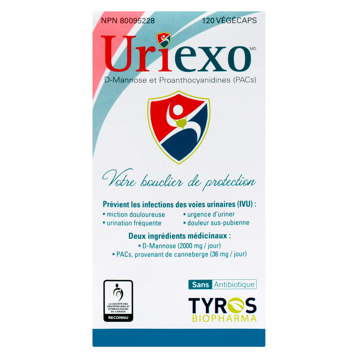 Uriexo D-Mannose & Proanthocyanidins PACs 120 Vegicaps