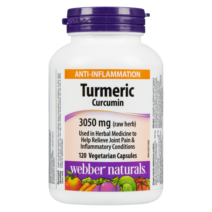 Webber Naturals Curcuma Curcumine 3050 mg Herbe crue 120 capsules végétariennes