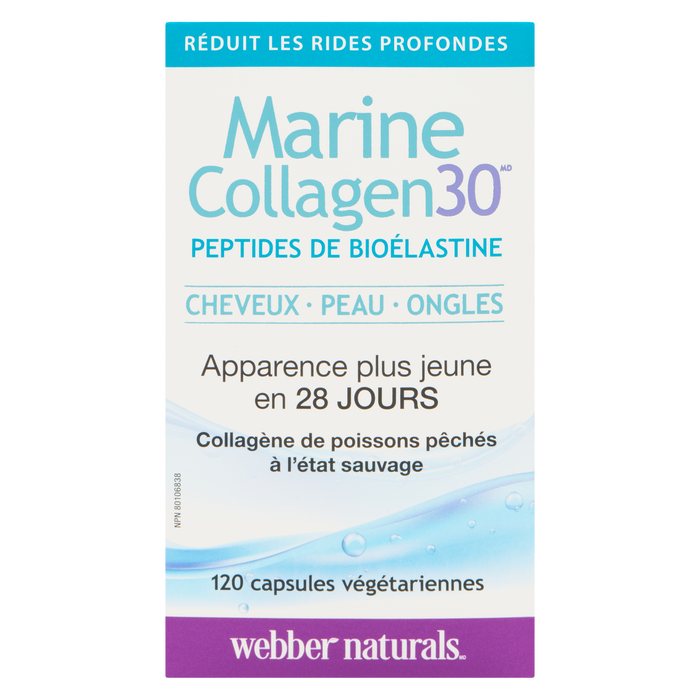 Webber Naturals Marine Collagen30 Bioelastin Peptides 120 Vegetarian Capsules