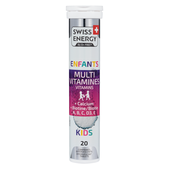 Swiss Energy Multivitamins Kids + Calcium + Biotin A, B, C, D3, E 20 Effervescent Tablets