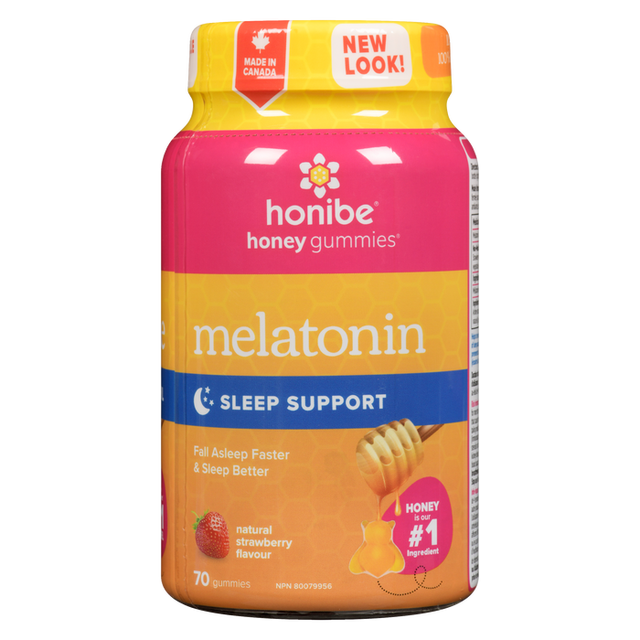 Honibe Honey Gummies Melatonin Sleep Support Natural Strawberry Flavour 70 Gummies