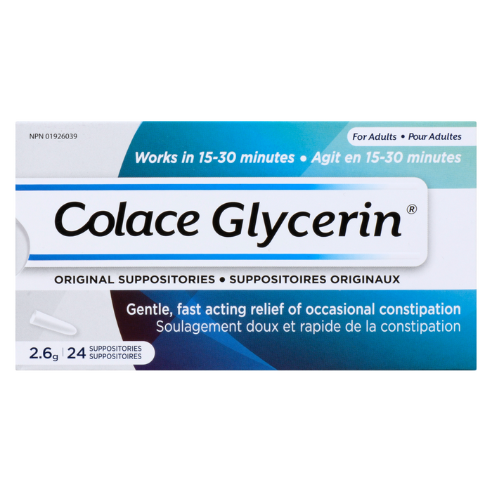 Colace Original Glycerin Suppositories for Adults 2.6 g 24 Suppositories