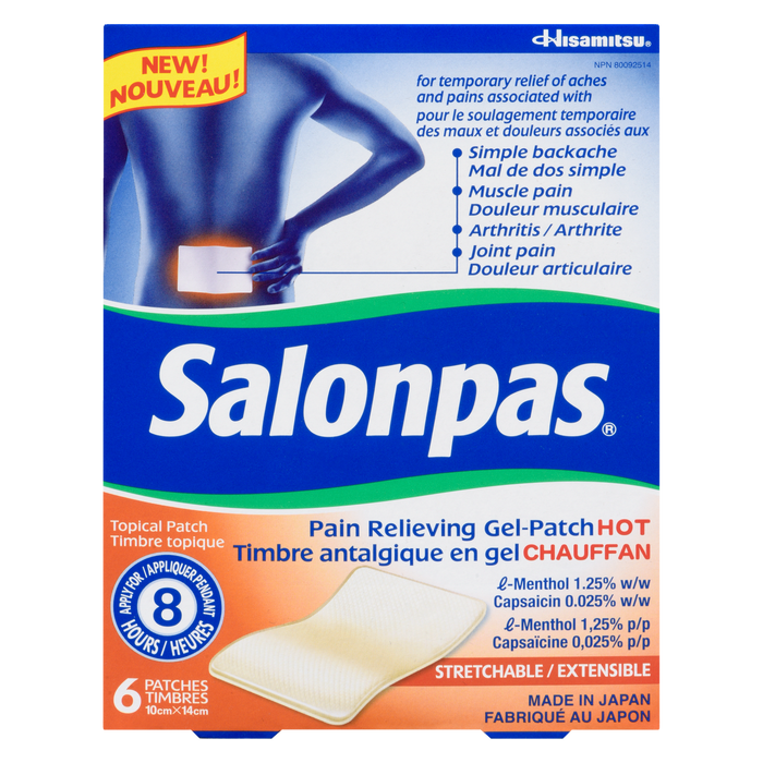 Salonpas Pain Relieving Gel-Patch Hot 6 Patches