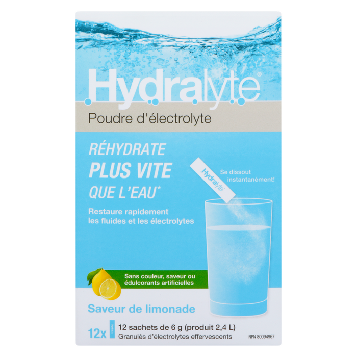 Hydralyte Electrolyte Powder Lemonade Flavour 12 Packets x 6 g