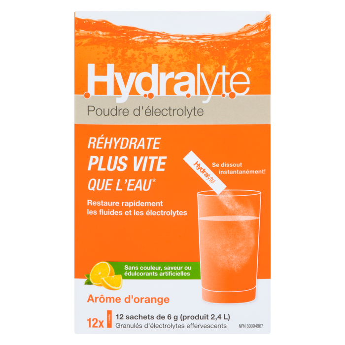 Hydralyte Electrolyte Powder Orange Flavour 12 Packets x 6 g