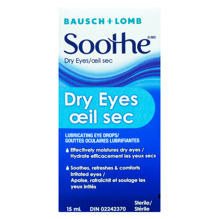 Bausch + Lomb Soothe Gouttes Oculaires Lubrifiantes Yeux Secs 15 ml