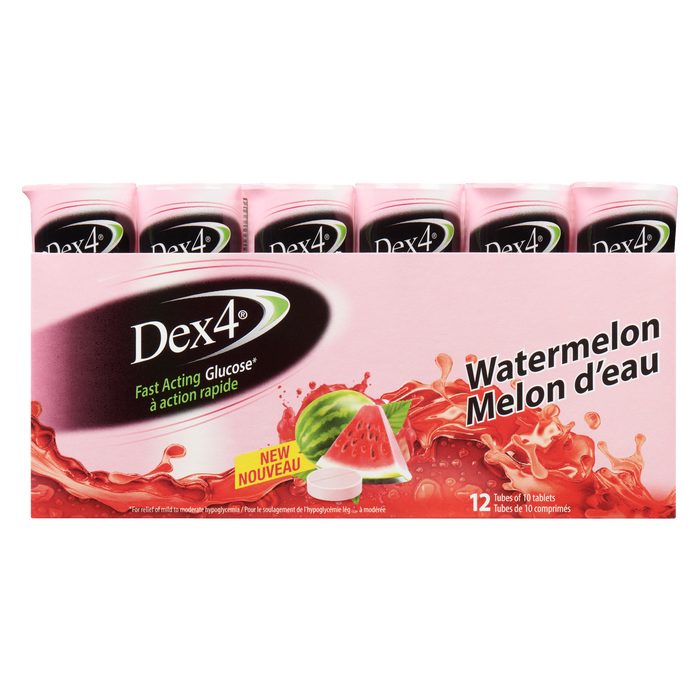 Dex4 Fast Acting Glucose Watermelon 12 Tubes of 10 Tablets