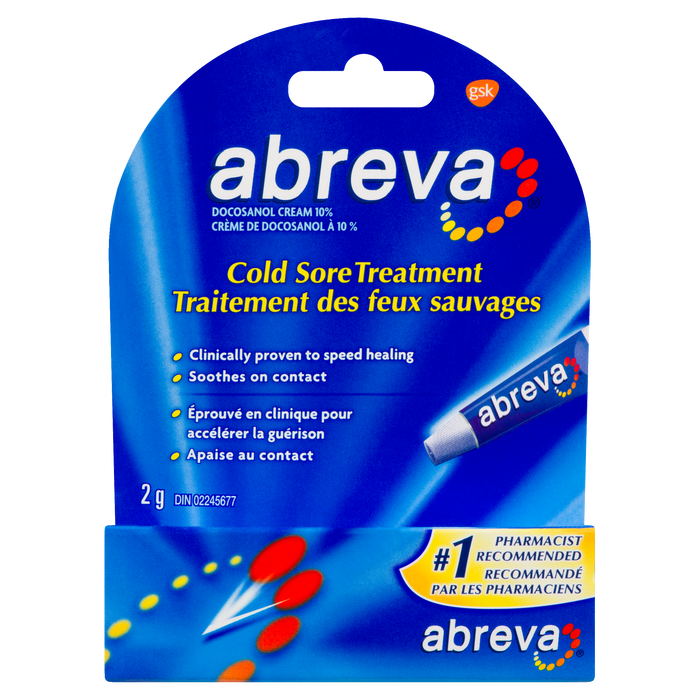 Crème Abreva Docosanol 10 % pour le traitement des boutons de fièvre 2 g