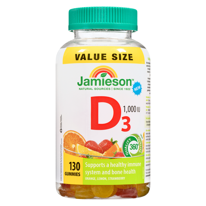 Jamieson D₃ 1 000 UI, format économique, 130 gummies