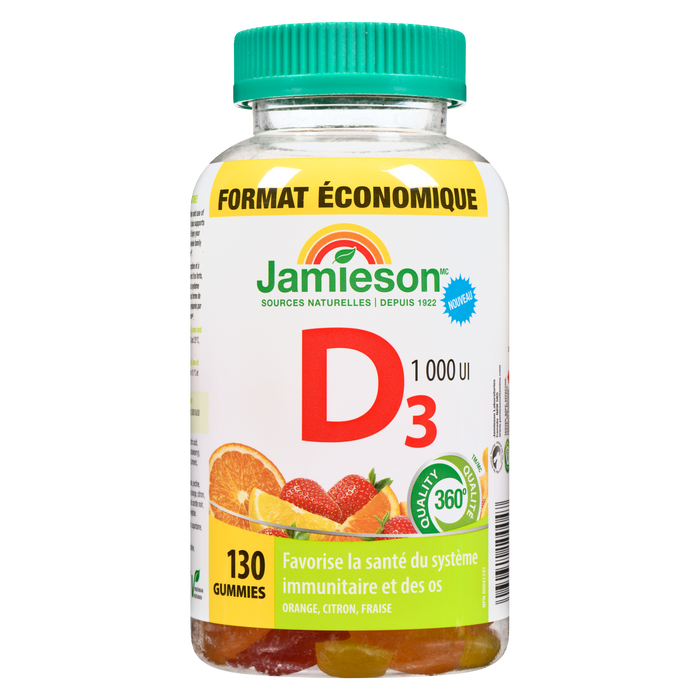 Jamieson D₃ 1 000 UI, format économique, 130 gummies