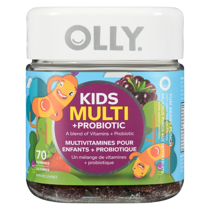 OLLY Kids Multi + Probiotic Yum Berry Punch 70 Gummies