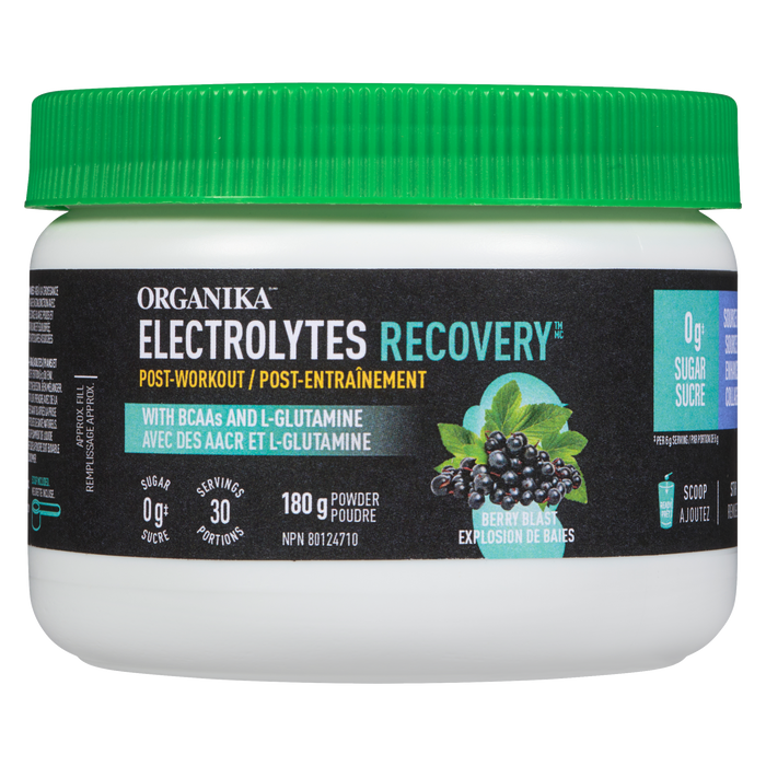 Poudre de récupération d'électrolytes Organika Berry Blast 180 g