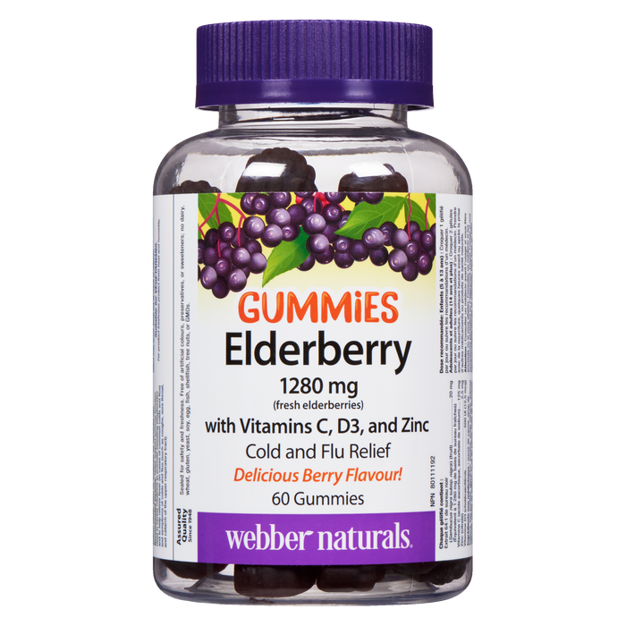 Webber Naturals Gummies Elderberry 1280 mg 60 Gummies