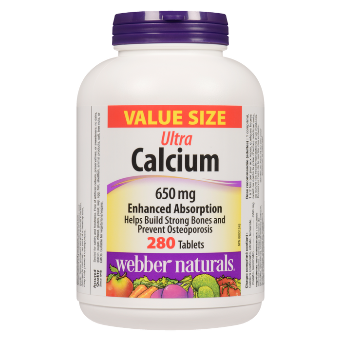 Webber Naturals Calcium Ultra 650 mg Value Size 280 Tablets