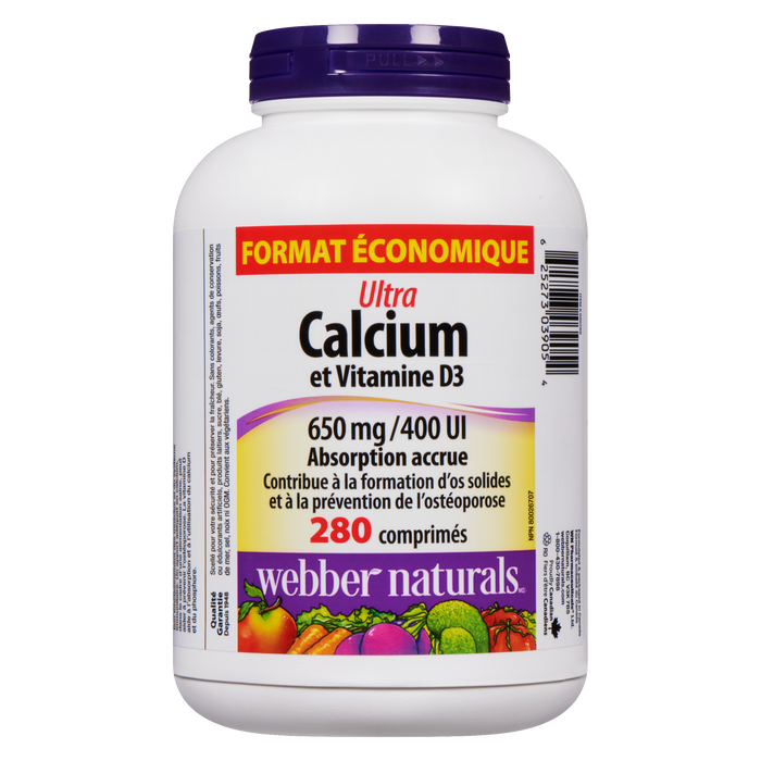 Webber Naturals Calcium & Vitamin D3 Ultra 650 mg/400 IU Value Size 280 Tablets