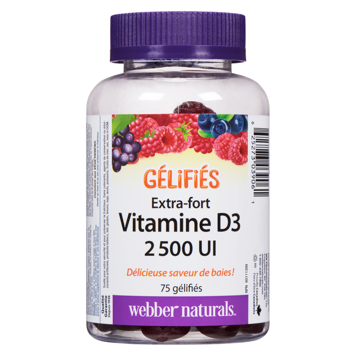 Webber Naturals Gummies Vitamine D3 Extra Fort 2500 UI 75 Gummies