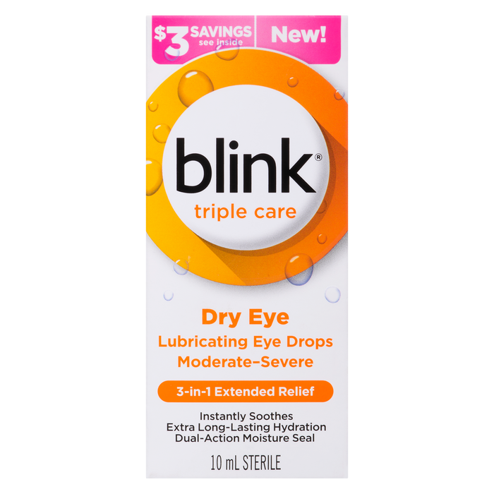 Collyre lubrifiant Blink pour sécheresse oculaire modérée à sévère, stérile, 10 ml