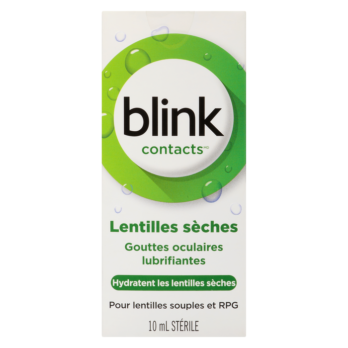 Blink Contacts Gouttes oculaires lubrifiantes Lentilles sèches stériles 10 ml