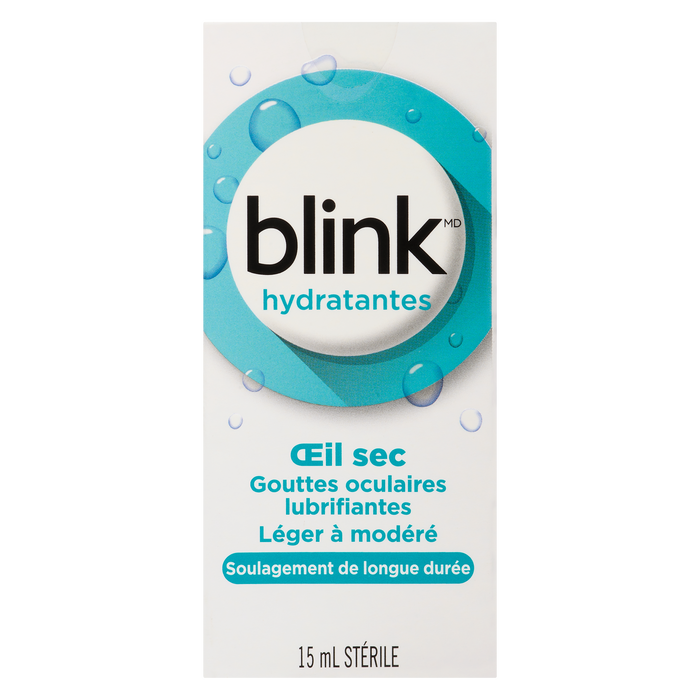 Collyre lubrifiant Blink pour yeux secs légers à modérés, stérile, 15 ml