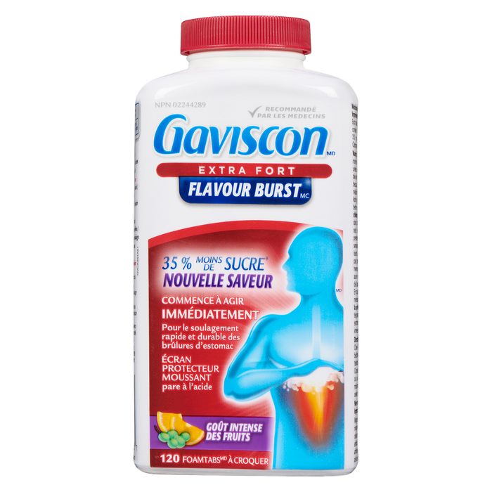 Gaviscon Flavour Burst Extra Strength Fruit Blast 120 Chewable Foamtabs