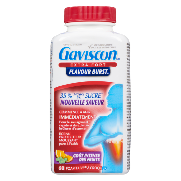 Gaviscon Flavour Burst Extra Strength Fruit Blast 60 Chewable Foamtabs