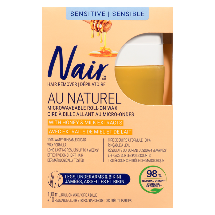 Nair Au Naturel Hair Remover Roll-On Wax Legs, Underarms & Bikini 100 ml