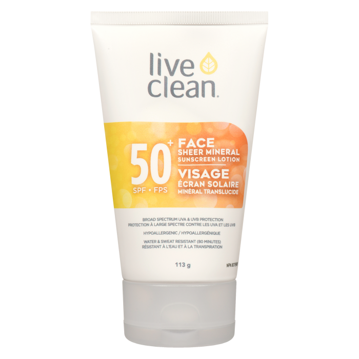 Live Clean Sheer Mineral Sunscreen Lotion Face SPF 50+ 113 g