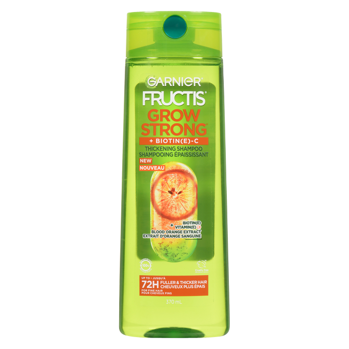 Garnier Fructis Grow Strong Shampooing Épaississant Biotine + Vitamine C Extrait d'Orange Sanguine 370 ml