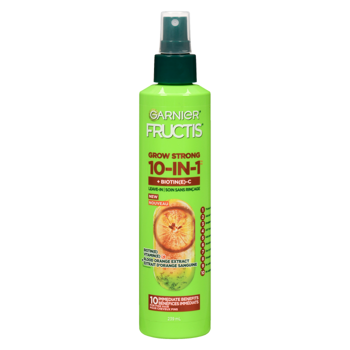 Garnier Fructis Grow Strong 10-in-1 Leave-in Biotin Vitamin C + Blood Orange Extract 239 ml