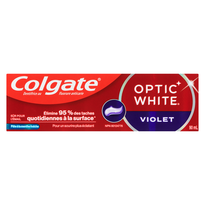 Colgate Optic White Anticavity Fluoride Toothpaste Fresh Mint Paste Purple 90 ml