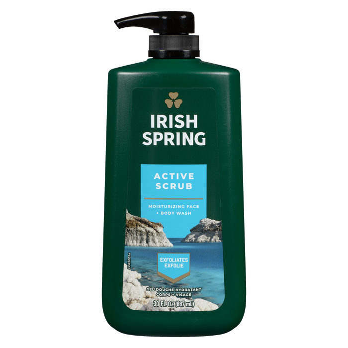 Nettoyant hydratant visage et corps Irish Spring Active Scrub 887 ml