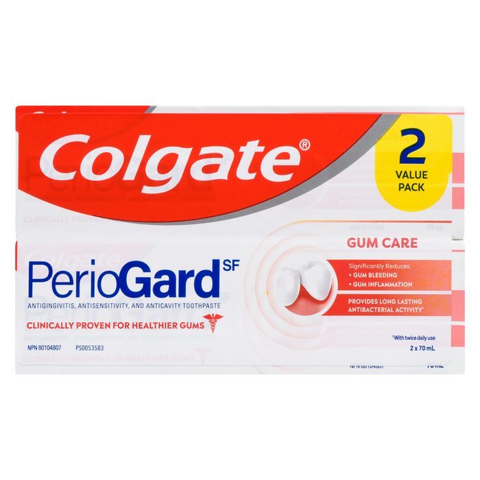 Colgate PerioGard SF Antigingivitis, Antisensitivity, and Anticavity Toothpaste Gum Care Value Pack 2 x 70 ml