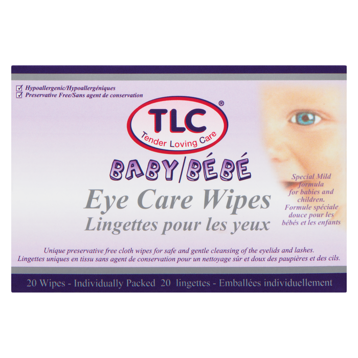 Lingettes pour le soin des yeux TLC pour bébé, 20 lingettes