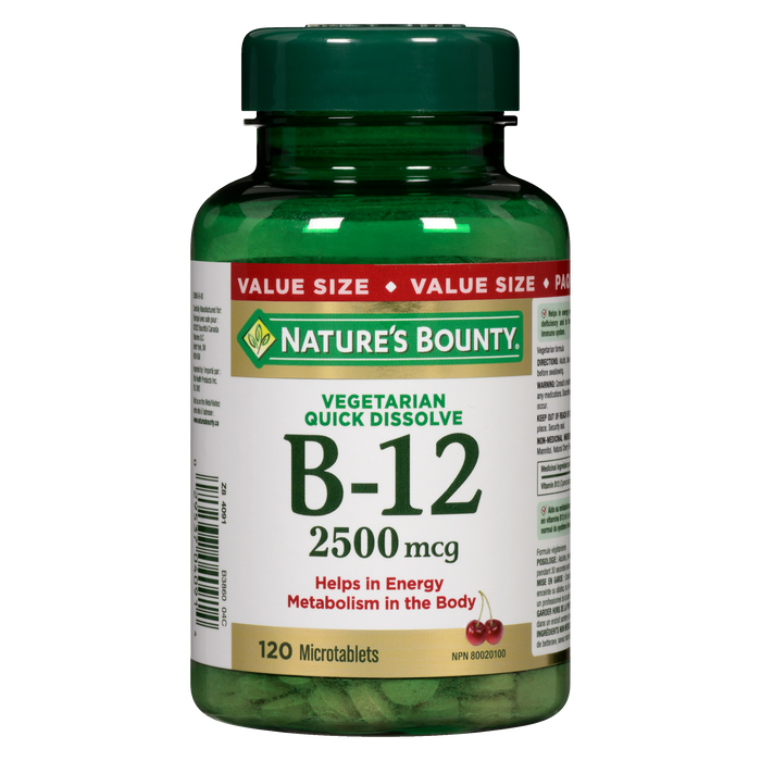 Nature's Bounty B-12 Value Size 2500 mcg 120 Microcomprimés