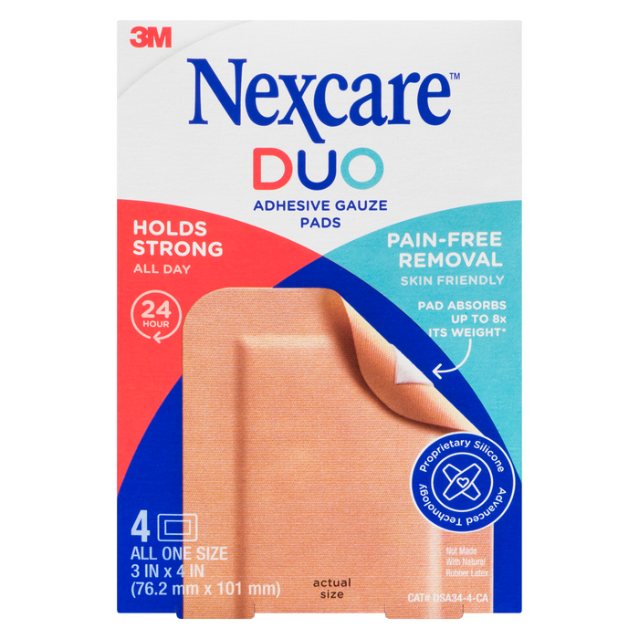 Compresses de gaze adhésives Nexcare Duo 4 All, taille unique