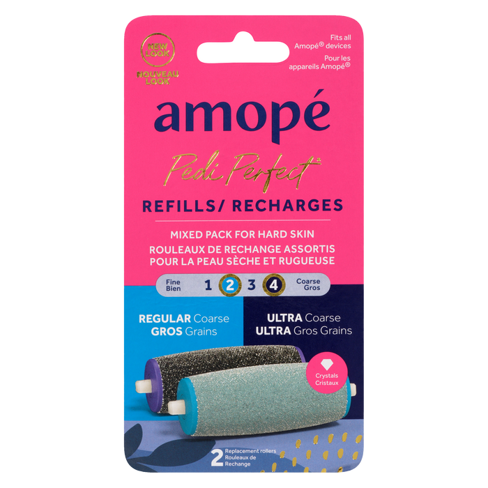 Amopé Pedi Perfect Regular Coarse Ultra Coarse Mixed Pack pour peaux dures Recharges 2 rouleaux de rechange