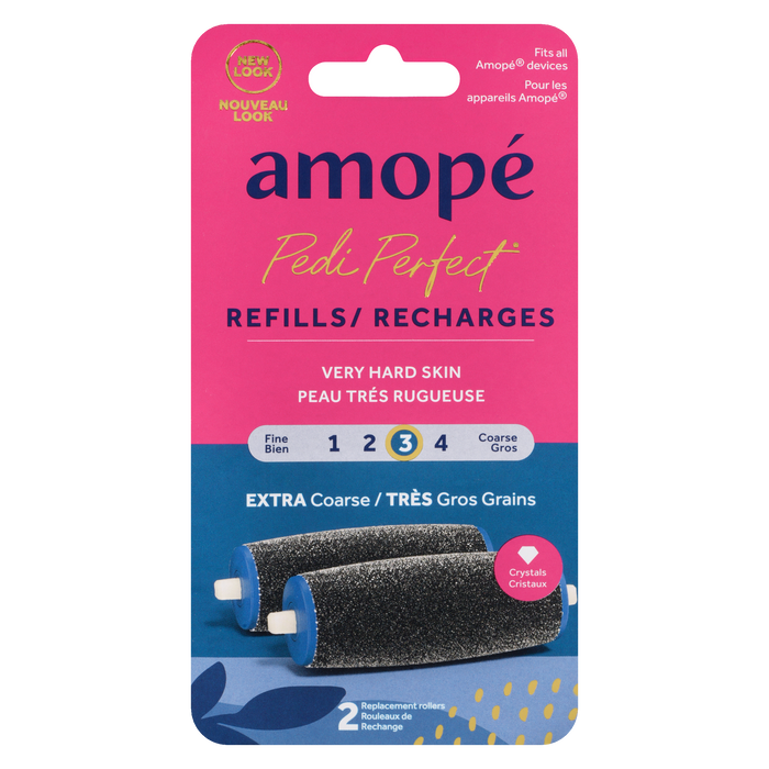 Amopé Pedi Perfect Extra Coarse Very Hard Skin Refills 2 Replacement Rollers