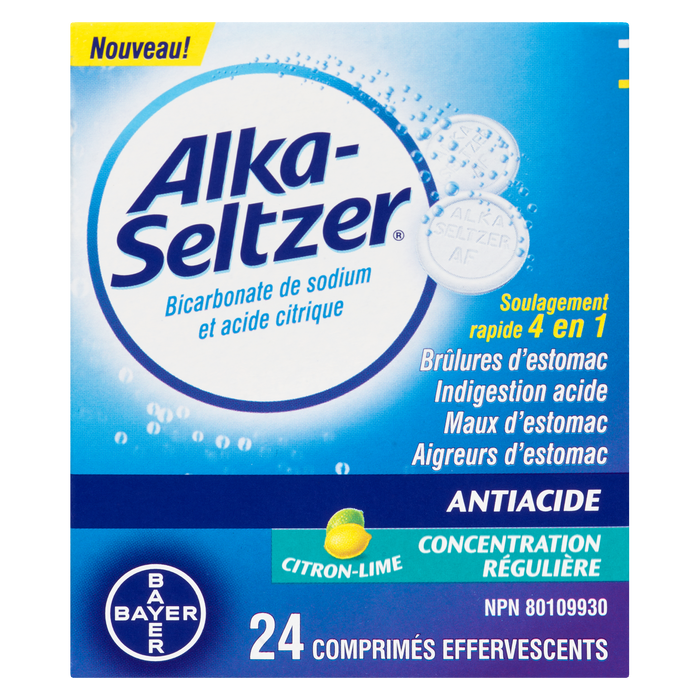 Alka-Seltzer Antacid Lemon Lime Regular Strength 24 Effervescent Tablets