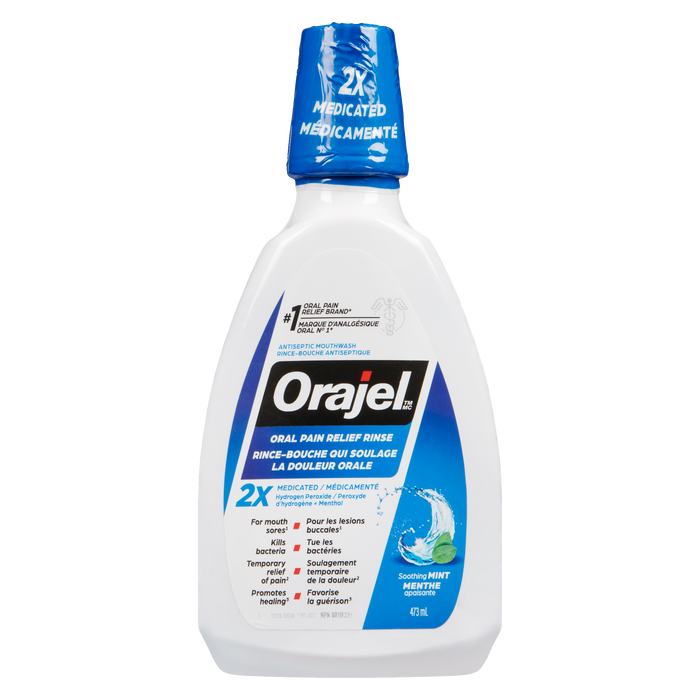 Orajel Antiseptic Mouthwash 2X Medicated Soothing Mint 473 ml