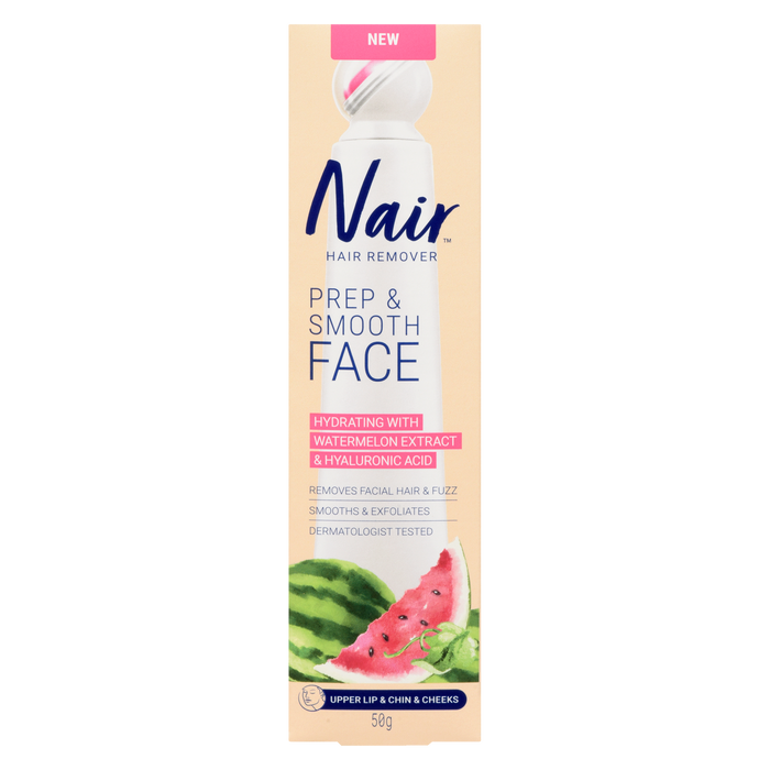 Nair Hair Remover Hydrating with Watermelon Extract & Hyaluronic Acid Upper Lip & Chin & Cheeks 50 g