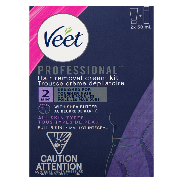 Veet Professional Hair Removal Cream Kit All Skin Types Full Bikini 2 x 50 ml