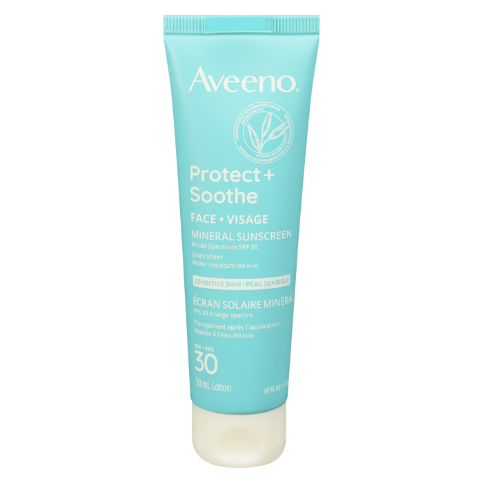 Aveeno Protect + Soothe Lotion écran solaire minérale pour peau sensible visage SPF 30 50 ml