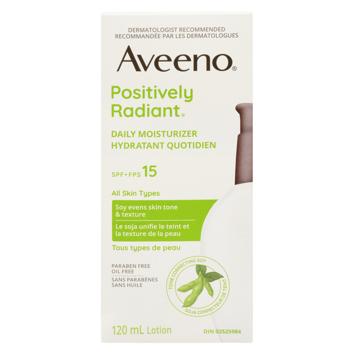 Aveeno Positively Radiant Daily Moisturizer Lotion Tone Correcting Soy SPF 15 120 ml