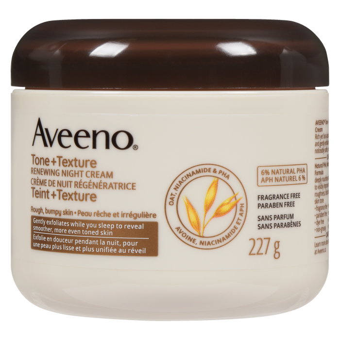 Crème de nuit régénératrice ton + texture Aveeno 227 g