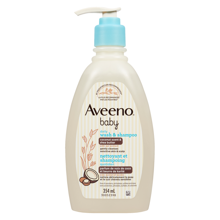 Aveeno Baby Nettoyant et shampoing quotidien Parfum de noix de coco et beurre de karité 354 ml