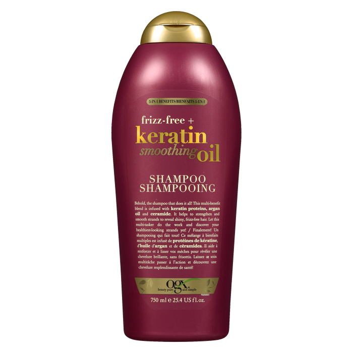 OGX Shampoo 5-in-1 Benefits Frizz-Free + Keratin Smoothing Oil 750 ml